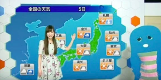 松雪彩花と青くなったガチャピン