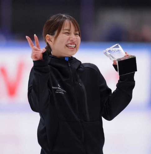 全日本ショートトラック選手権で3冠を達成した長森遥南