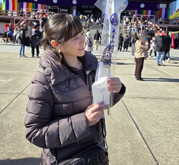 初詣に行く梅澤真理子