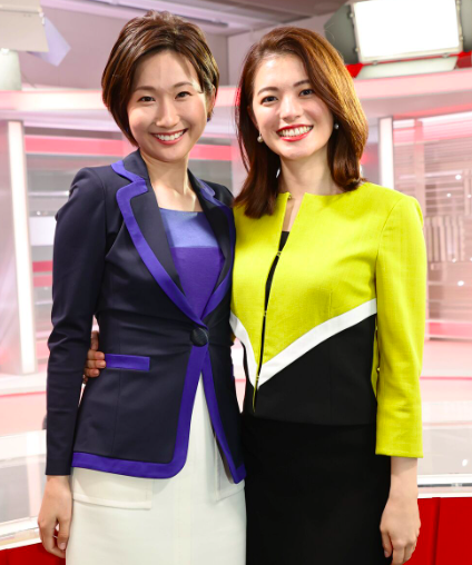 国際放送のニュース番組を担当していた頃の川﨑理加（右）