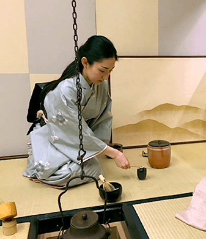 茶道の稽古をする八塚彩美